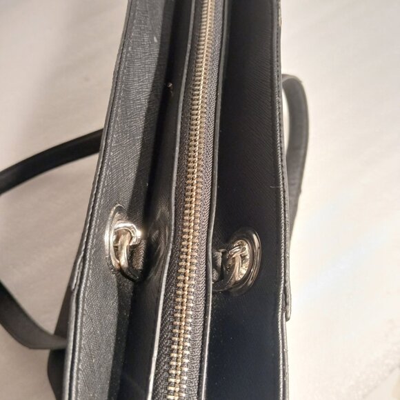 Calvin Klein Hayden Saffiano Black Leather Tote Silver Chain Handles Used - Picture 16 of 16